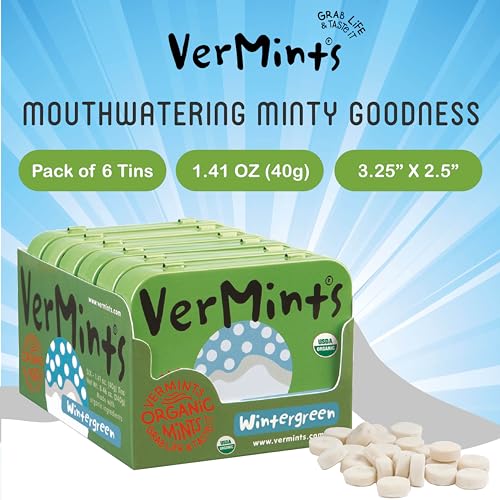 Vermints 73222 Organic Breath Mints By Vermints, Wintergreen Flavor, All Natural, Non-Gmo, Nut Free, Gluten Free, Vegan thumb #6
