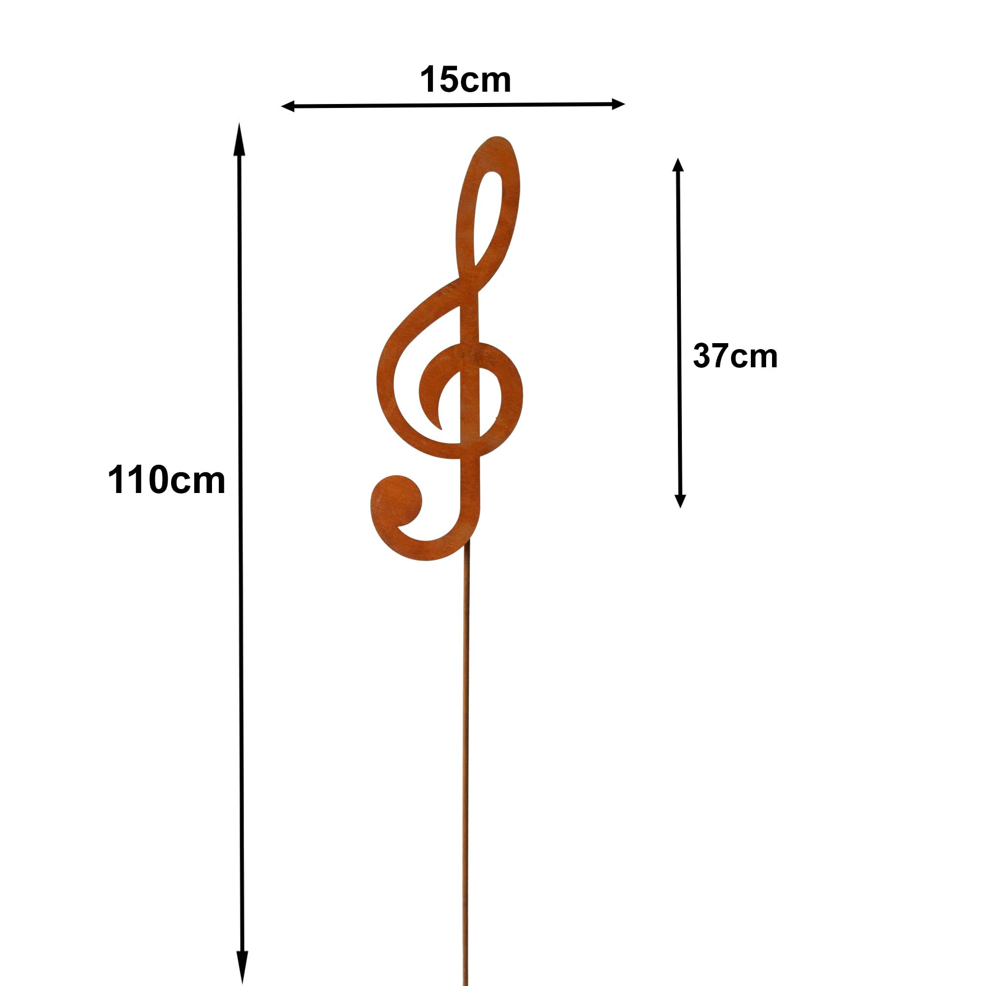 Bornhöft Gartenstecker Noten 3er Set Notenschlüssel Note Beetstecker Topfstecker Metall Rost Gartendeko Edelrost 110cm rostige Dekoration Musik