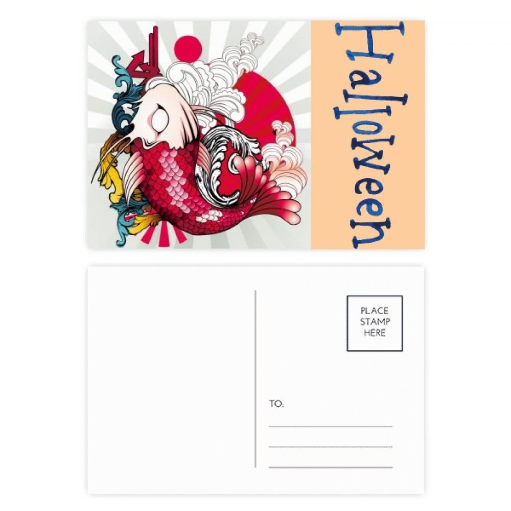 Cartes postales d'Halloween poisson koï à offrir pour petits mots d'automne doux