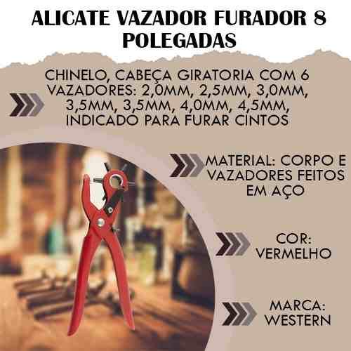 Loja Catarinense Alicate Vazador Furador Fura Cinto 8 Polegadas Cabeça Giratória Aço