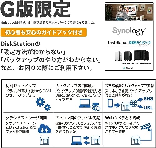 Image of Synology DS224+ /G 2 Bay NAS Kit, Guide Book Included, Quad CPU, 2GB Memory, For Standard Users, Field Lake Handling, Phone Support Compatible, DiskStation