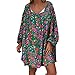 Produktbild Damen Kleider Sommer Herbst V Ausschnitt Lange Ärmel Sexy Strandkleid Jeanskleid Kleid Großer Größe Boho Kleid Polyester Bedruckt Baumwolle Partykleid Minikleid (EU:46, Grün)