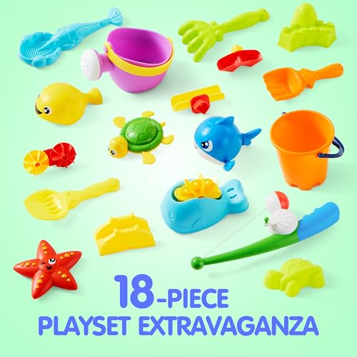 Play-Act Water Table for Toddlers, 3-Tier Water Sand Table Outdoor Play Toys for Kids Ages 2 3 4, includes 18 PCS Water & Sand Accessories, Ideal for Summer Beach Backyard Activities, 26" x 17" x 30"
