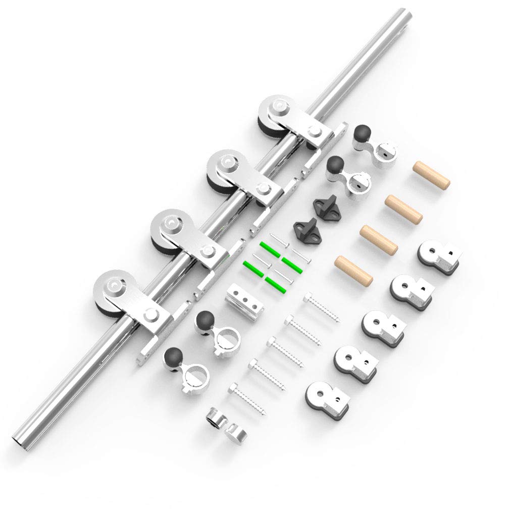 TSMST 228CM/7.5FT Stainless Steel Sliding Barn Door Hardware Kit Track Roller Closet Accessory for Double Door