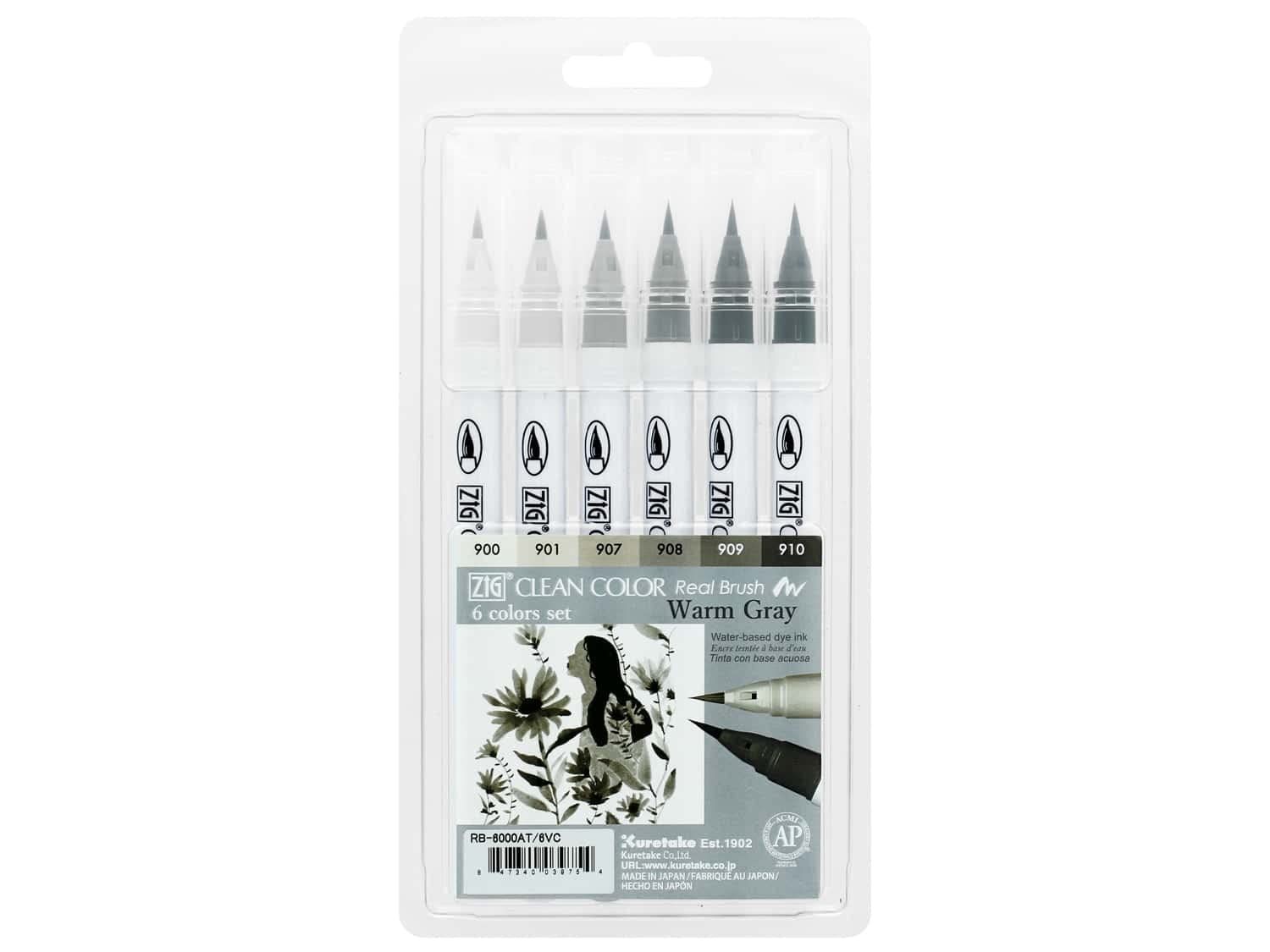 ZIG Color gris cálido limpio 6/PK ideal para tus momentos de ilustración y diseño