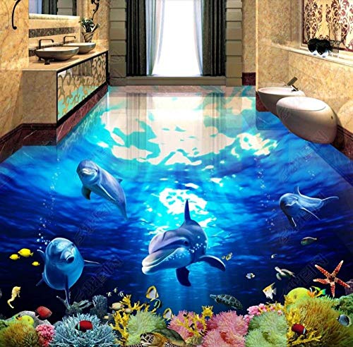 Wandaufkleber Abnehmbare Wandtattoo Vinyl Wandtattoo Bodenaufkleber 3D Bodenbelag Stein Ozean Wandbild Tapete Wohnzimmer Schlafzimmer Badezimmer Kinderzimmer 3D Boden Fototapete-150 * 105Cm Bodenflie Cover
