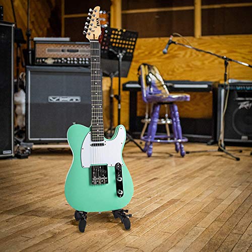 Lyxpro Full-Size 39” Electric Telecaster Guitar Green, Solid Wood, Mackie Onyx Artist 2-2 Audio/Midi Interface With Pro Tools First/Tracktion Music Production Software Kit, Professional Headphones #TOP4