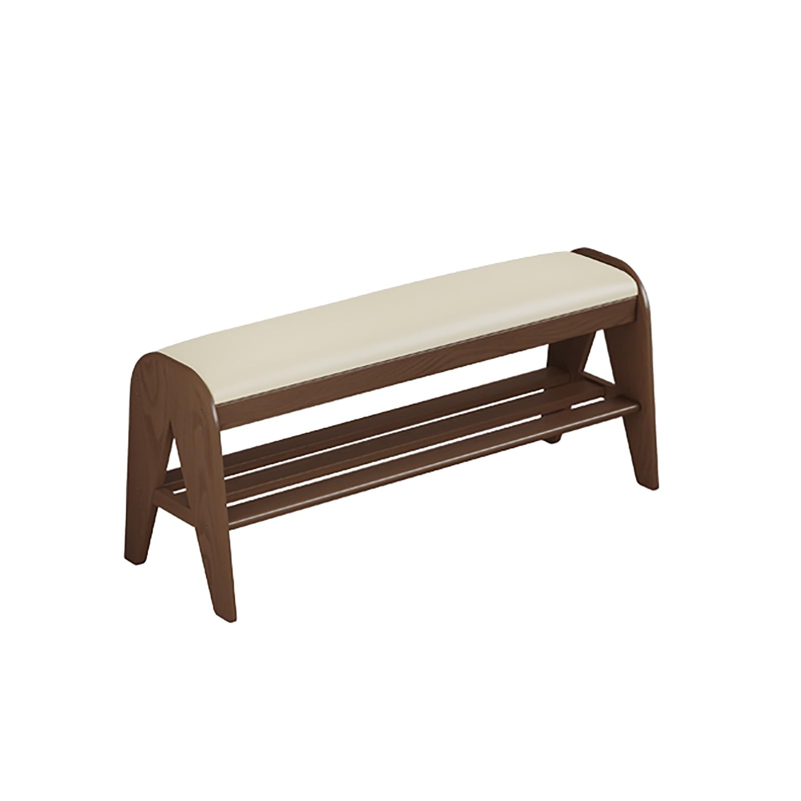 Banc porte-chaussures en bois avec assise rembourrée pour entrée