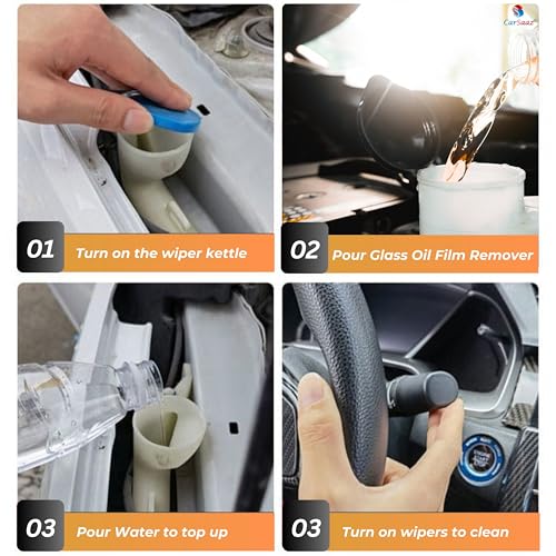 Image of CAR SAAZ Car Windshield Cleaner Oil Film Remover for Glass (Pack of 2) 100ml Each | Removes Water Spots & Grime on Windshield, Mirrors & Windows