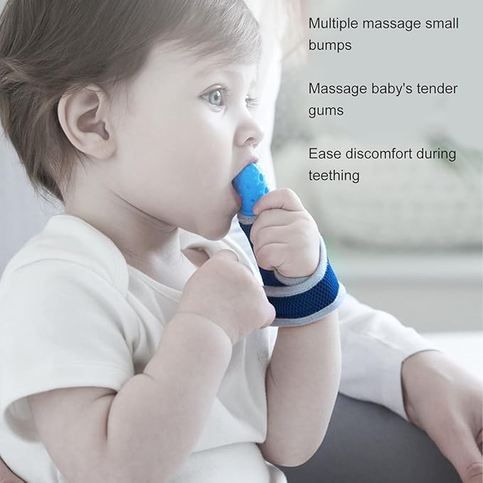 INFINIBYTE Baby Finger Guard, Silicone Toddler Baby Finger Guard with Breathable Wrist Band Thumb Kit,Prevent Children from Sucking Finger5 colours(Blue,red,yellow,pink blue) (BLUE) - Image 7 thumbnail
