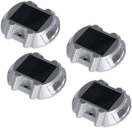 Solar Deck Lights 4 Pack LED Dock Lights Solar Driveway Lights for Walkway, Stair and Step Cast Aluminum
