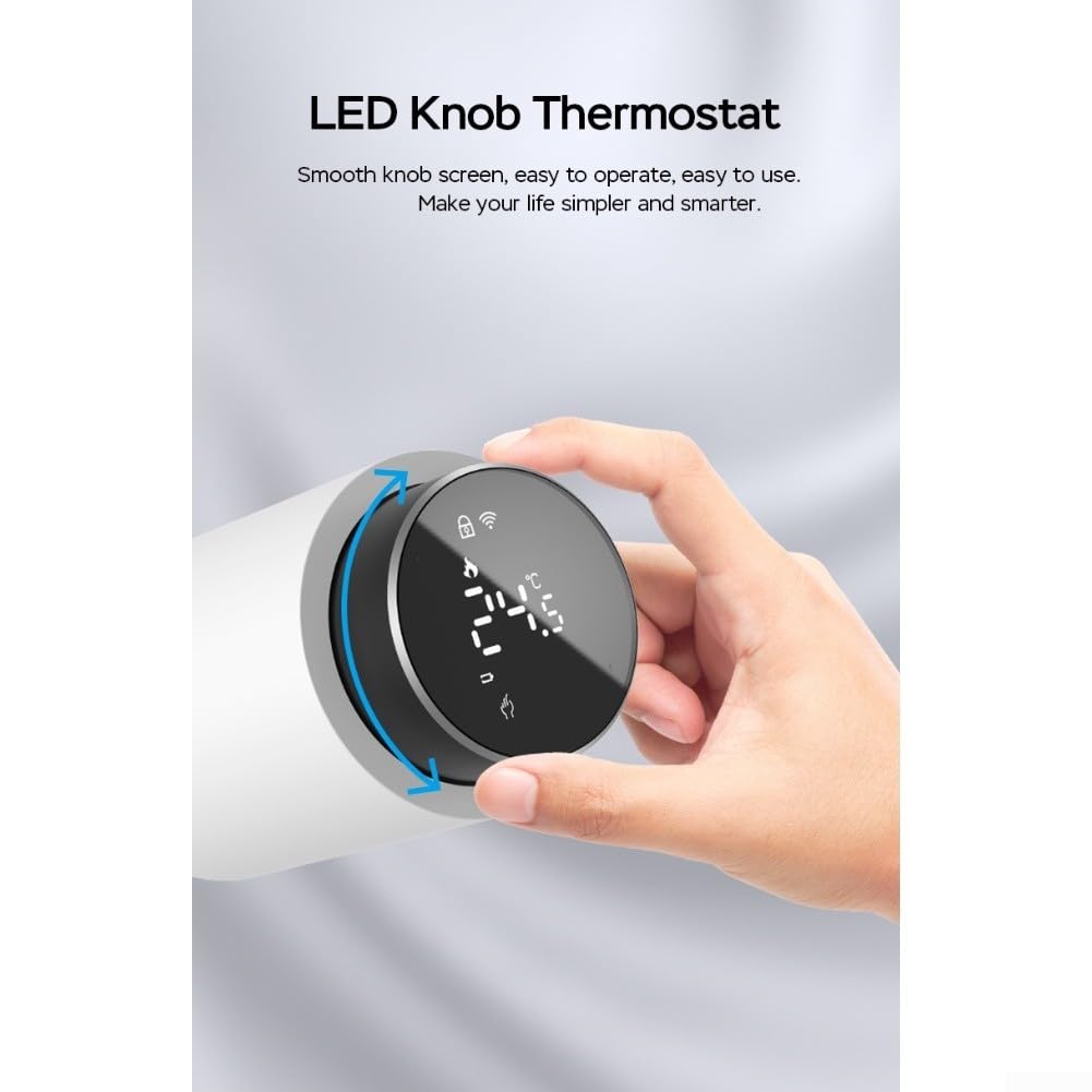 Valvola termostatica per termosifone, controllo intelligente del riscaldamento programmabile, programmazione settimanale, controllo vocale e app, monitoraggio energetico per comfort domestico (2 pezzi