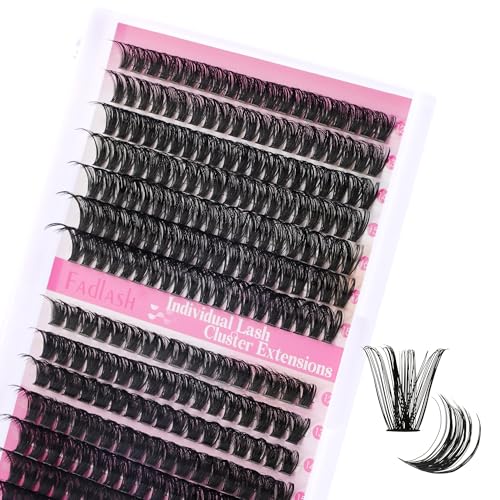 FADLASH 60D+80D 0.07mm D Curl 12-18mm Wispy Reusable Soft Fluffy Cluster Lashes DIY Eyelash Extensions, 60+80D, 60+80P1218-07D