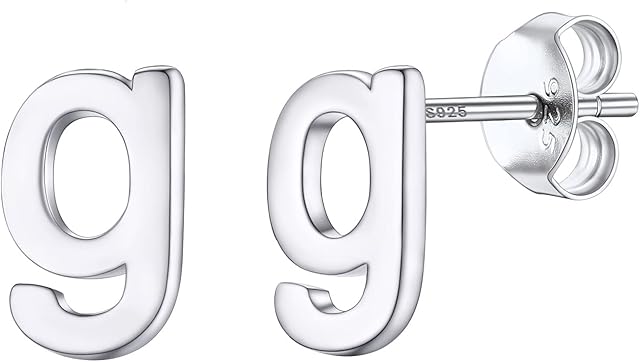 Supcare 925 Sterling Silver Small Initial A to Z Stud Earrings with Bling CZ Inlaid/Lowercase Letter/Heart Zirconia Studs for Women Girls, with Gift Box