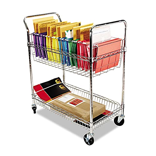 Alera ALEMC3518SR Carry-All 34.88 in. x 18 in. x 39.5 in. Basket/Shelf Mail Cart - Silver - Thumbnail 2