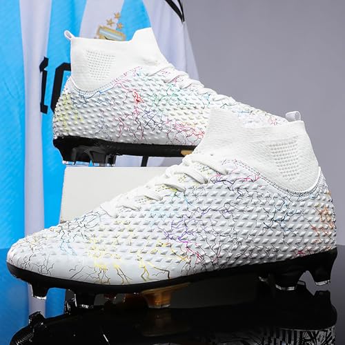 Image of Men's Soccer Shoes High-Top Soccer Cleats Outdoor Breathable Athletic Professional Spikes Youth Boys Football Shoes Unisex