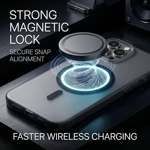 Image of amazon basics Luxury Paper Thin Case Cover for iPhone 15 Pro | Matte Finish | Compatible with magsafe | (Black, iPhone 15 Pro)