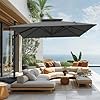 Sophia & William 12ft Cantilever Patio Umbrella with Base, Large Rectangular Umbrellas with 360-degree Rotation, Aluminum Pole for Garden Pool Backyard, Grey