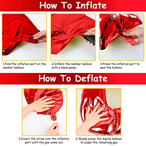 40 Inch Number 17 Foil Balloons, Large Red 17Th 71St Birthday Digit Balloons With Confetti Helium Balloons, Number 1 & 7 Helium Balloons Self Inflating For Boys Girls Anniversary Party Decorations #TOP2
