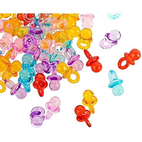 EUFANCE 100 Pieces Mini Decorative Pacifier for the Baby Shower, Decorative Pendant Accessory, Made of Acrylic - 2 Cm - Colorful Cover