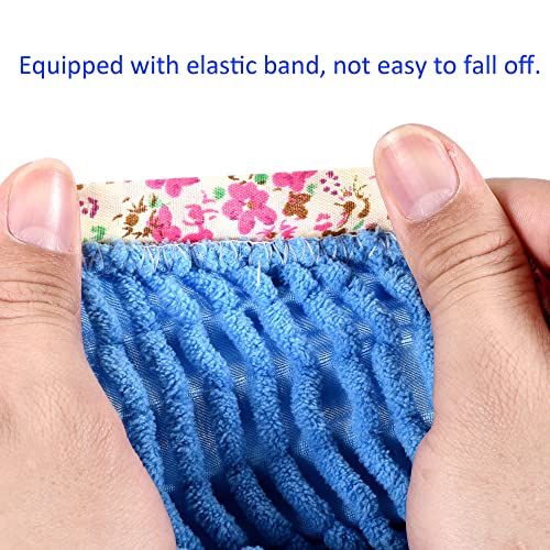 Image of M METERXITY 1 Pair Washable Cleaning Shoes Cover - Floor Cleaning Dust, Chenille Microfiber Duster Mop Slippers, Apply to House Office Room (Blue)