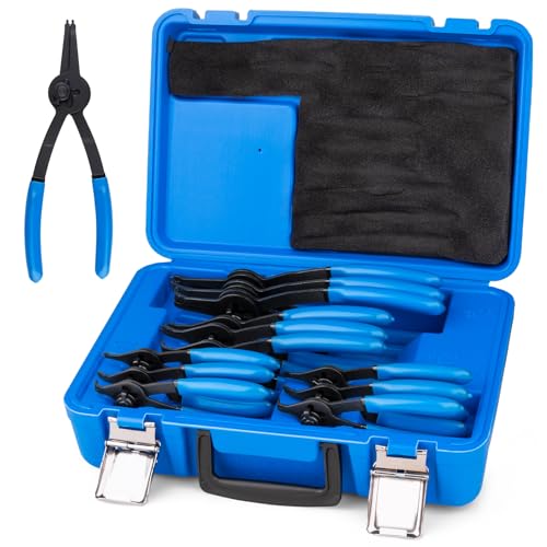 Janhemei 12 Piece Snap Ring Pliers Set Transformable Internal/External Retaining Ring Pliers Set 0.038in 0.047in 0.070in 0.090in Universal for Automobiles