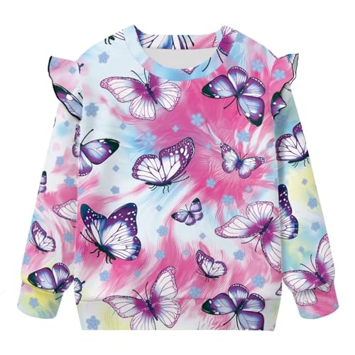 Toddler Girls Pullover Sweatshirts Cute Ruffle Long Sleeve Tops Crew Neck Fall Outfits Age 1-8 Years4