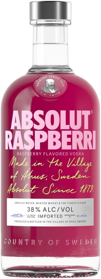 Raspberri Flavoured Vodka, 38 percent ABV, 70cL, Made in Sweden, Raspberri Collins, Award Winning Taste, Works Well for Creative Drinks