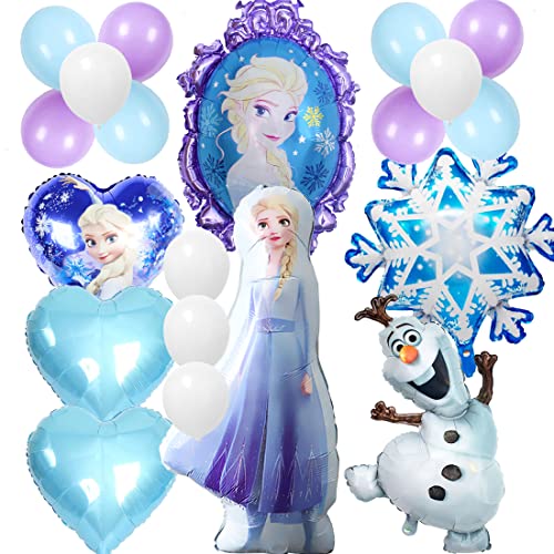 Doyomtoy Elsa Geburtstagsparty Deko,22 Stück Gefrorene Geburtstagsdeko, Deko Schneeflocke,Aluminiumballons für Geburtstagsdeko Ballons Kindergeburtstag Cover