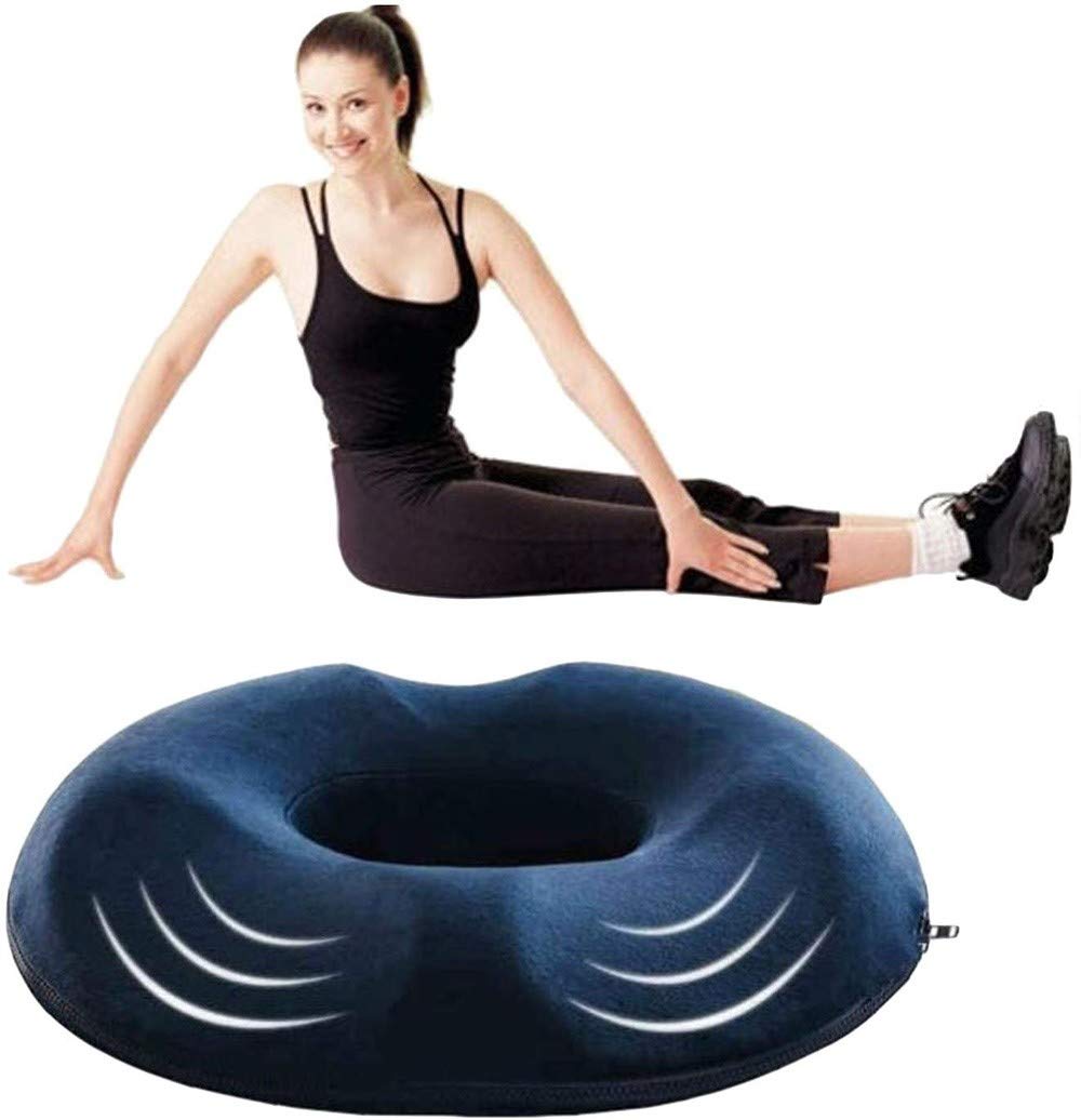Coussin de Siège de Donut en Polyester, Coussin Orthopédique pour Hémorroïdes, Ergonomique Coussin Anti Escarres, pour Chaise Bureau Auto Voiture Fauteuil Roulant, 44cm x 41cm (Noir)