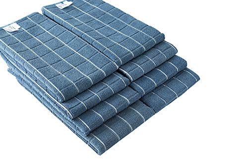 Microfiber Dish Towels - Soft, Super Absorbent And Lint Free Kitchen Towels - 8 Pack (Lattice Designed Blue Colors) - 26 X 18 Inch #TOP1