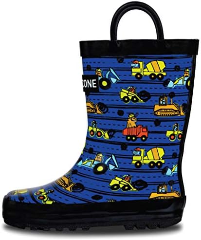 LONECONE Rain Boots with Easy-On Handles in Fun Patterns & Solid Colors for Toddlers and Kids