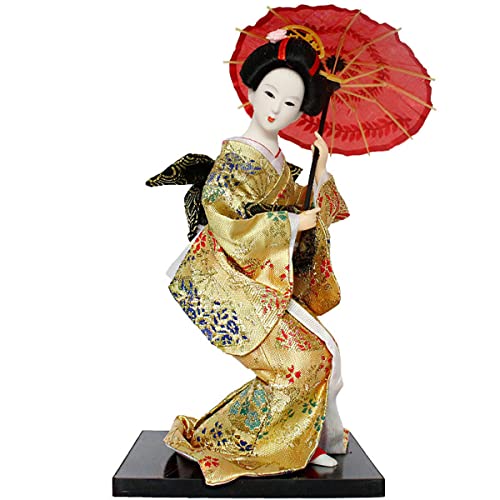 Amor est vitae essentia Kimono Geisha Doll Japanese Geisha Kimono Doll Ornaments Asian Kimono Doll Handicrafts Statuette Folk Ethnic Collectible Figurine Decoration Gift