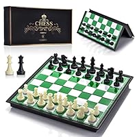 OkidSTEM Magnetic Chess Set with Travel Folding Chess Board and 2 Extra Queens and Convenience Bag, Educational games for Kids and Adults