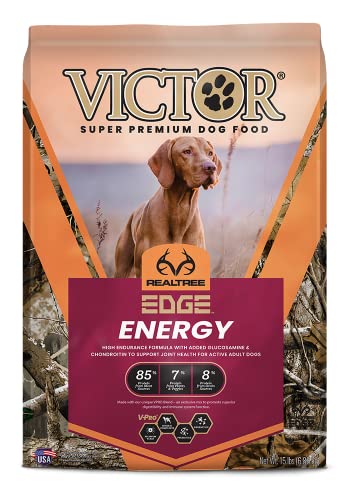Victor Super Premium Dog Food – Realtree Edge Energy Dry Dog Food for Highly Active Dogs – Gluten Free Dog Food with Glucosamine and Chondroitin for Hip and Joint Health, 15 lb