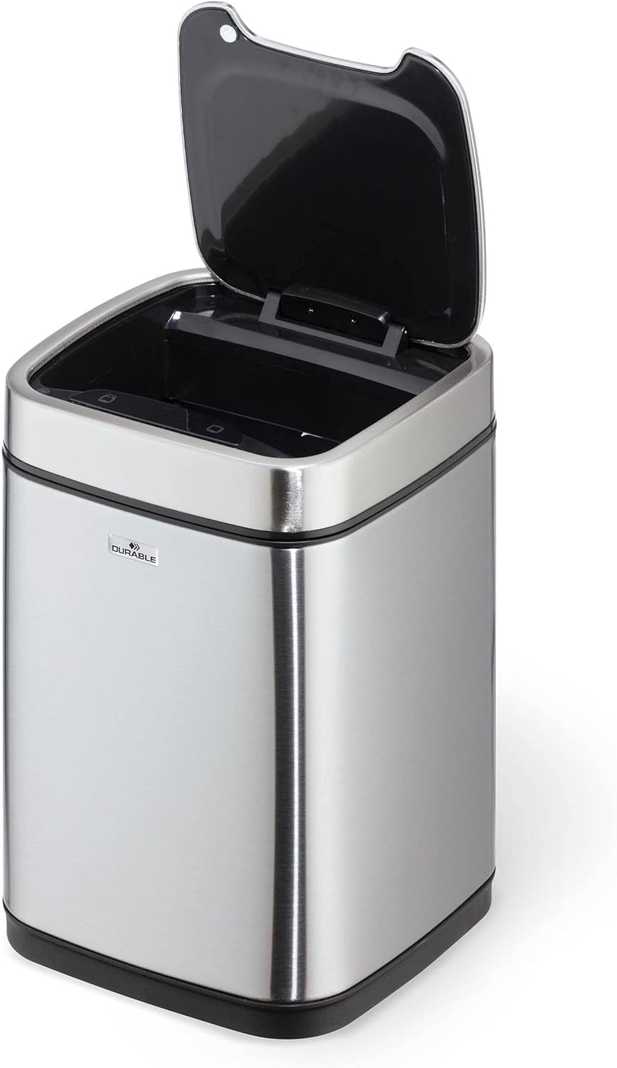 Durable 342023 Papelera con sensor NO TOUCH, con cubo interior, 6 litros, plata