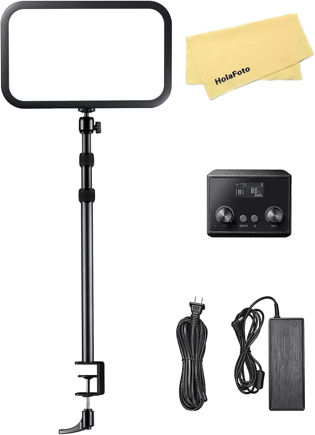 Godox ES45 Key Light,LED Video Light with Extendable Desk Stand,E-Sport LED Light,360 Degree Rotation for Streaming YouTube Tiktok,0-100% Brightness & 2800-6500k Color Temperature Adjustment