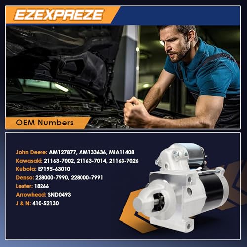 Image of Ezexpreze 18266 New Starter Motor for Kawasaki FH721V FH680V FH641V FH601V FH500V John Deere Tractor 325 335 GT245 LX277 LX280 OE#: 228000-7990 228000-7991 21163-7002 21163-7014 21163-7026