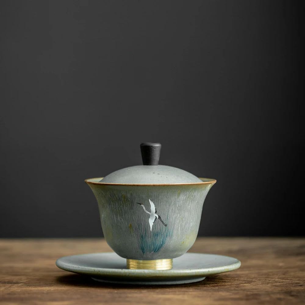Porcelanowy zestaw do herbaty Gaiwan Kung Fu, Zestaw do herbaty chińskiej Gaiwan Pottery 130ml(Style C)