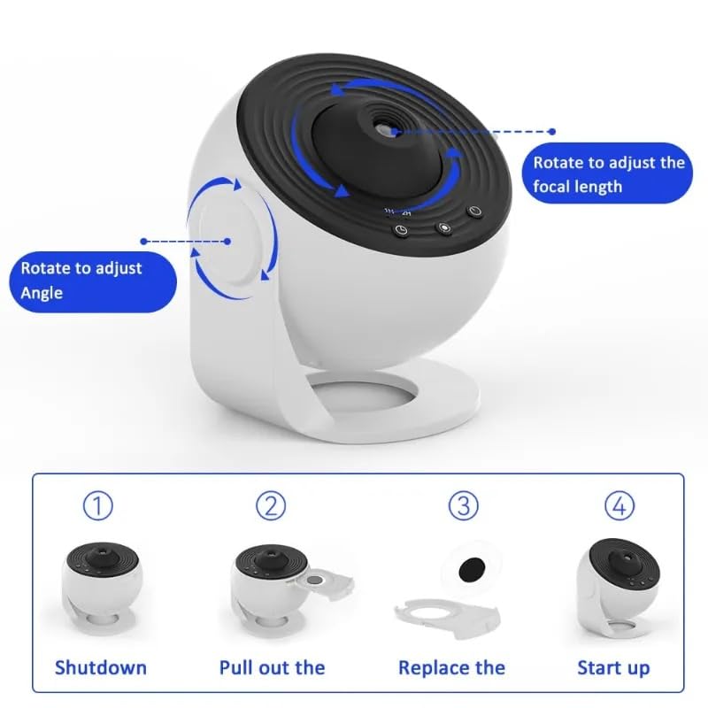 Image of Desidiya Disc Star Projector for Kids - 3D Galaxy Night Light with 360 Rotation, Adjustable Focus & Timer | USB Powered Night Lamp for Bedroom, Nursery, Home Theater (Corded Electric)