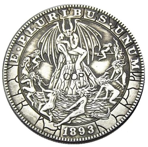 La mejor selección de Platos conmemorativos los 5 mejores. 50 Copia US Hobo Morgan Dollar Moneda Lucifer Devil Demon 9 Brujas Coven 1893 chapada en plata réplica conmemorativa