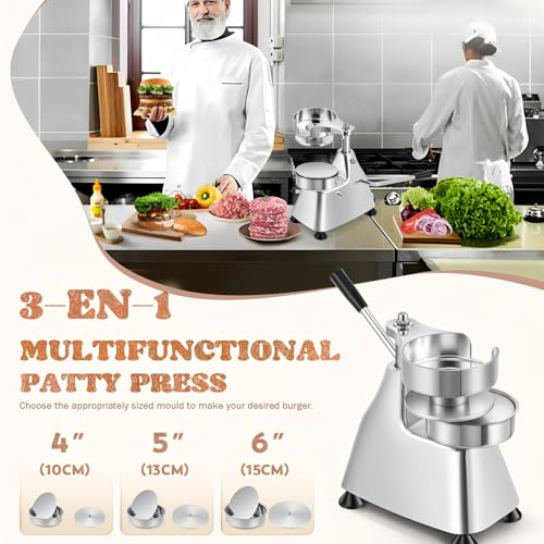 15,2 cm Edelstahl Hamburger Patty Maker, robuste Burgerpresse für hausgemachte Patties, einfach zu formen perfekt runde Burger