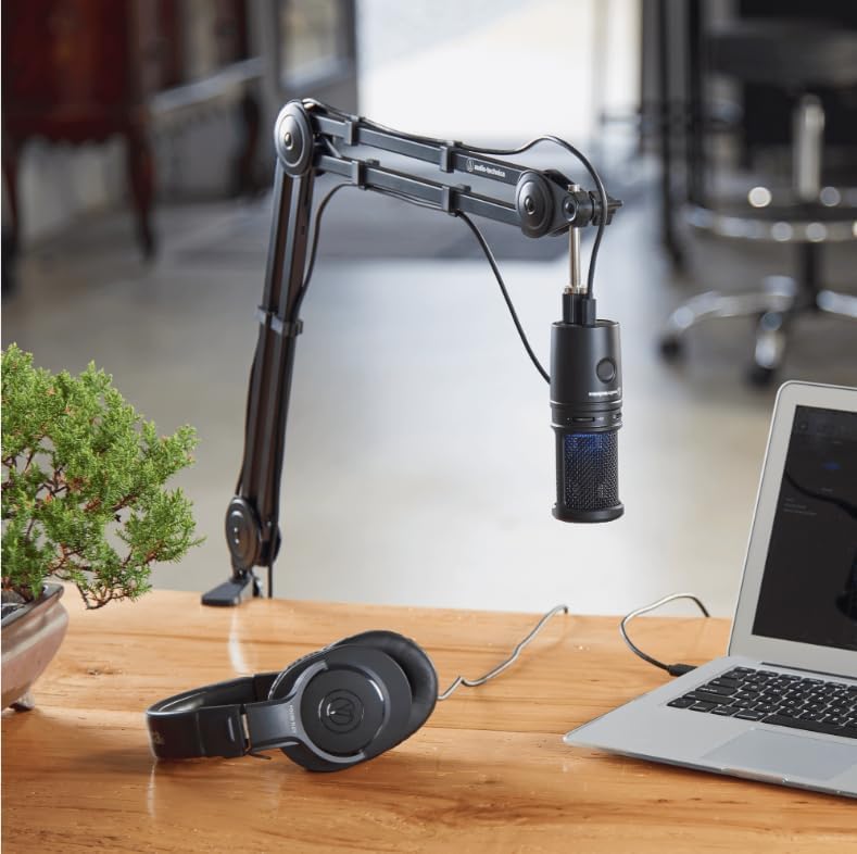 Image of Audio-Technica AT2020USB-X Cardioid Condenser USB Microphone Bundled with Microphone Arm + Headphones + Wind Screen Pop Filter + Cleaning Cloth (5 Items)