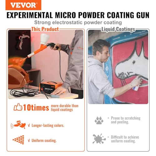 Image of VEVOR Powder Coating System, 50KV Electrostatic Output Powder Coating Kit with Foot Switch, Spray Gun, Nozzles and Powder Cups, Powder Coating Equipment for Home DIY and Commercial Production