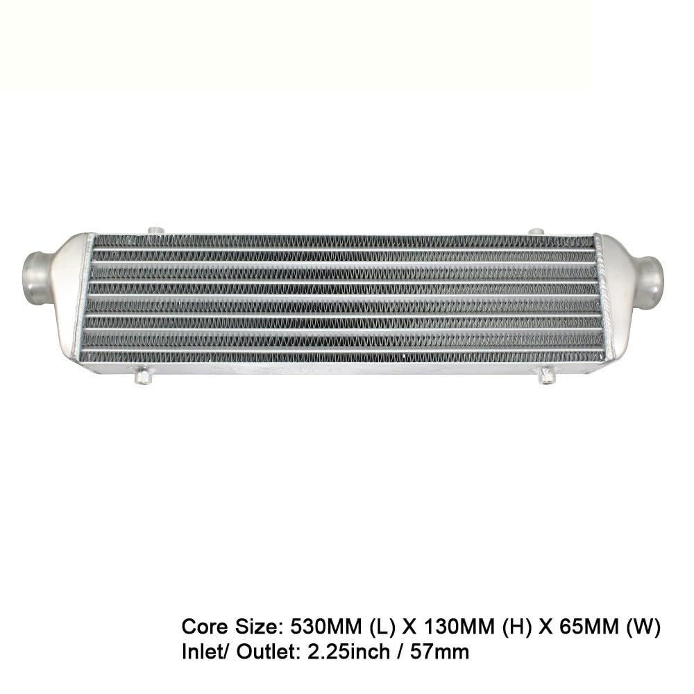 Chłodnica powietrze-powietrze Aluminiowy intercooler uniwersalny 530X130X65mm wlot chłodnicy 57mm 2.75 cala wylot wlot zimnego powietrza dla Turbo Radiador