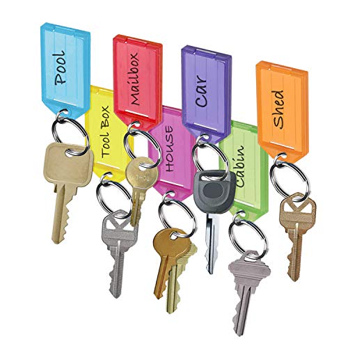 Lucky Line Key Tag With Flap And Split Ring, Assorted Colors, 100 Per Display Box (60500) #TOP4