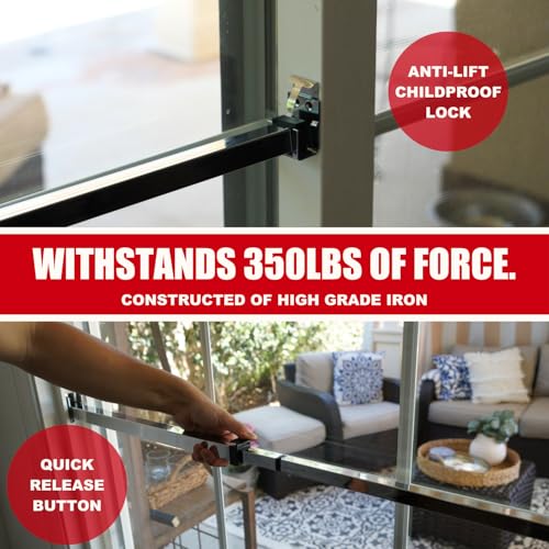 SECURITYMAN Sliding Door Security Bar-Child Proof Sliding Door Lock Bar with Anti Lift Lock - Fits Most Doors & Windows - Adjustable Patio Door Security Bar (18.75"- 51.1") Chrome