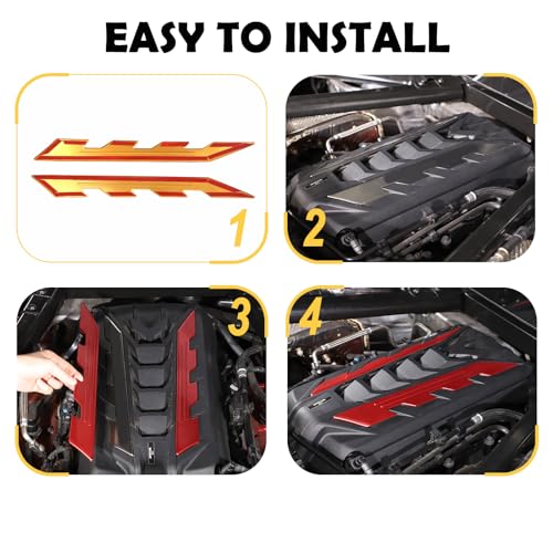 Image of CHEAYAR Engine Bay Panel Cover Compatible with Chevrolet Corvette C8 2020-2023, Engine Shroud Cover Panel Trims, C8 Accessories 2PCS (Engine Compartment Cover - Red)