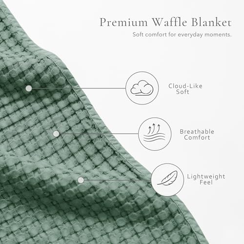 Image of Konssy Waffle Baby Blanket for Boys & Girls, Soft Newborn Swaddle Blanket | Waffle Knit, Cozy Crib Blanket Neutral for Nursery, Stroller & Toddler Bed, Machine Washable, 41 inch x 37 inch(Green)