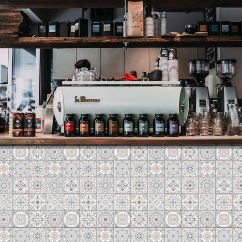CHGCRAFT 36 Pcs Vintage Grey PVC Tile Stickers Peel and Stick Waterproof Self Adhesive Wall Decals - Image 4
